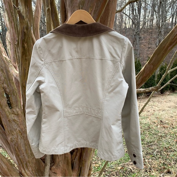 L.L.Bean Chore Coat/Jacket Flannel Lined Cream - Picture 2 of 9